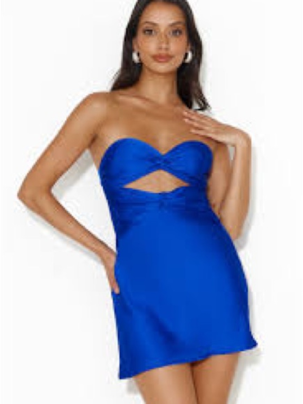 Hello Molly Strapless Cutout Mini Dress in Cobalt Blue
